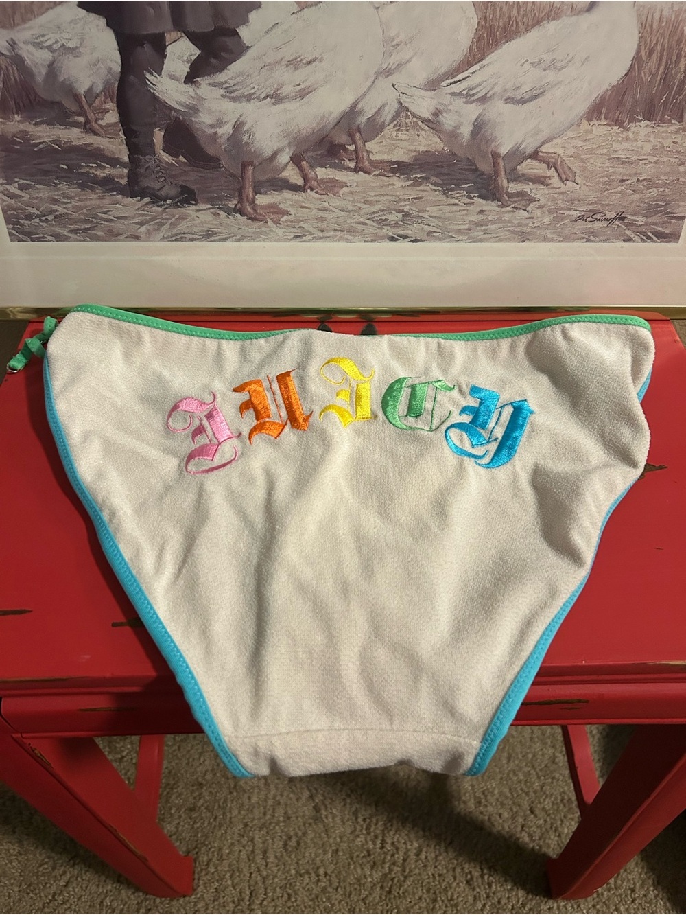 Juicy couture White Rainbow-Embroidered Swim Bottoms